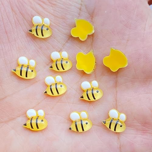 Miniatura 4 de 50 dijes de uñas de abeja  Decoración de uñas de resina 3D con parte trasera plana Kwaii lindos dijes de uñas para uñas acrílicas