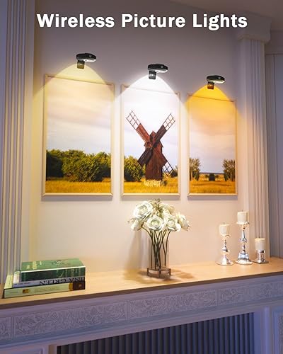 Miniatura 5 de WILLED Luces de fotos para pared, 1200 mAh recargable, funciona con pilas, luces de disco con control remoto, regulables y temporizadores,