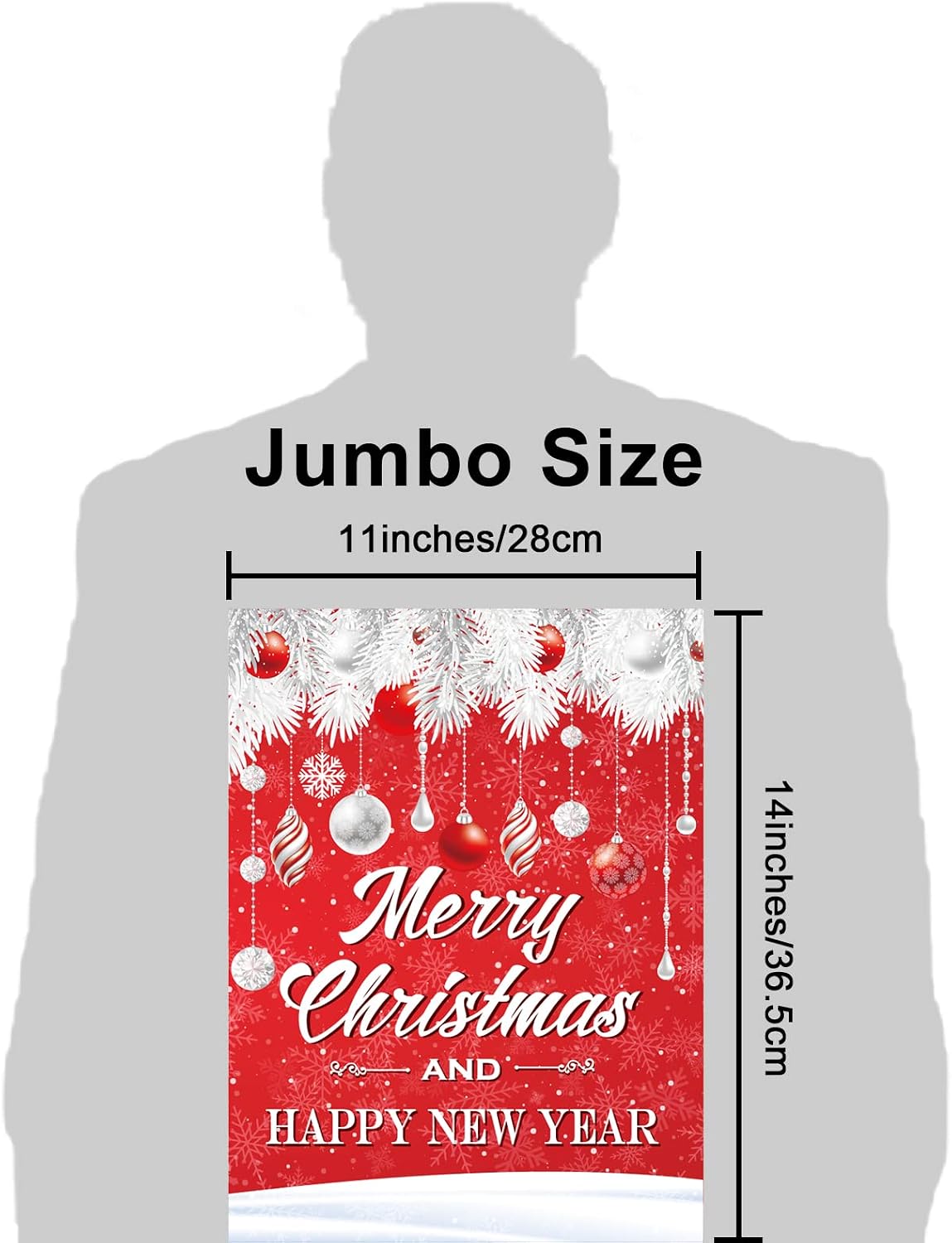 Jumbo Merry Christmas Greeting Card with Envelope Giant Guest Book Happy New Year Holiday Party Red Gift for Boys Girls Large 14 x 22 Inch