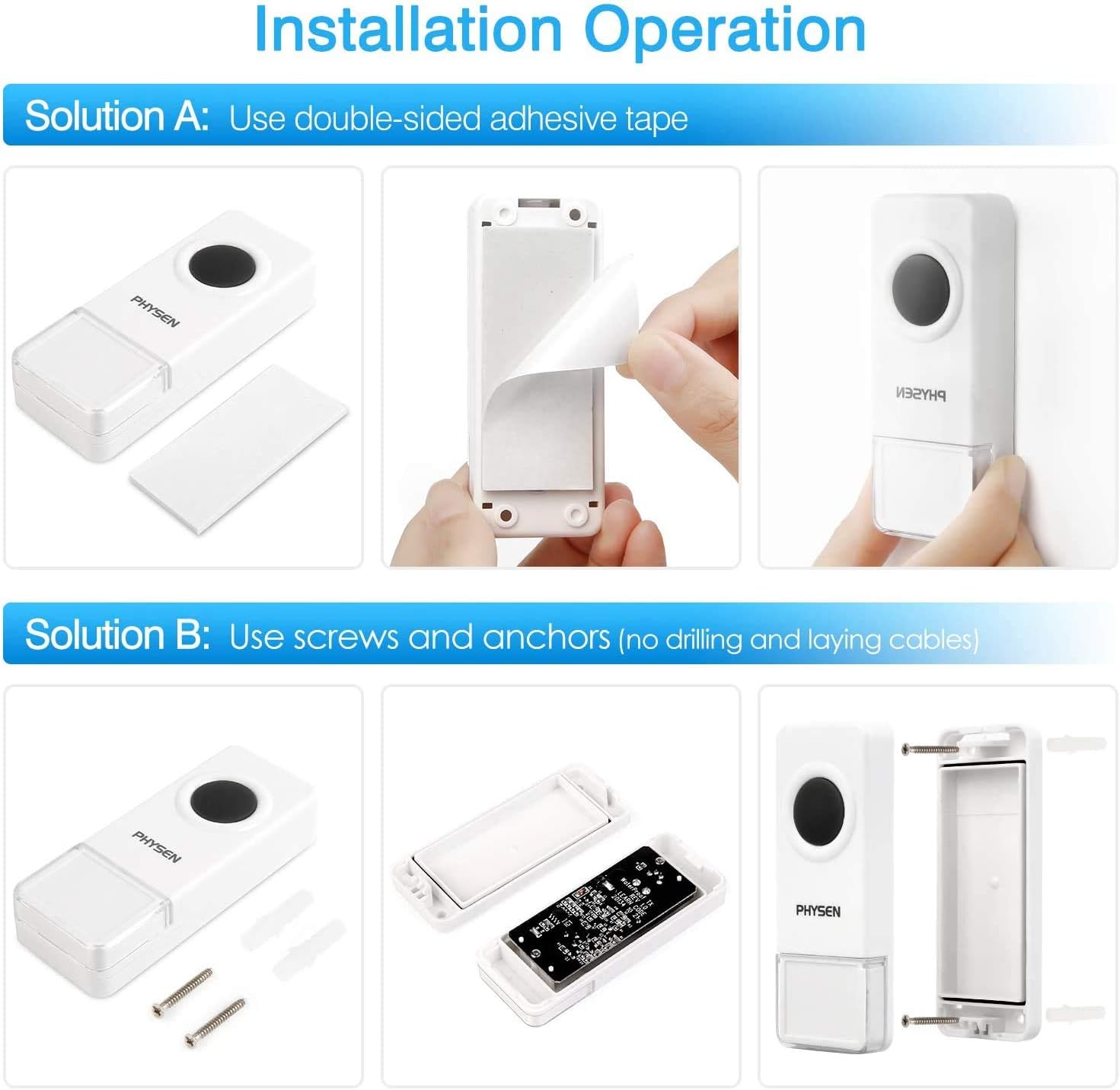 Door Window Sensor Chime PHYSEN Single Magnetic Door Sensor for Entrance Bell White Without Receiver (3 IN, White) : Tools & Home Improvement