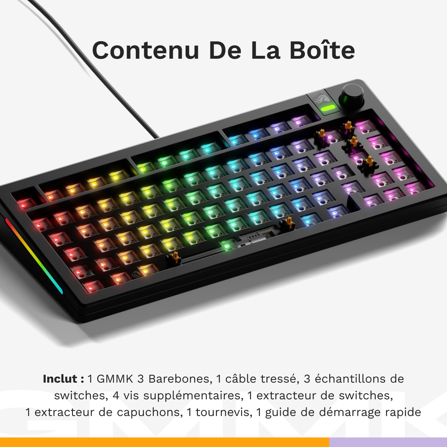GLORIOUS Gaming GMMK 3 Barebones : kit Clavier Gaming Clavier 75% mécanique, Joints modulaires, MX 5 Broches (Hot Swap), Mousse insonorisante, Plaque de Commutation alu, ISO - USB-C Wired