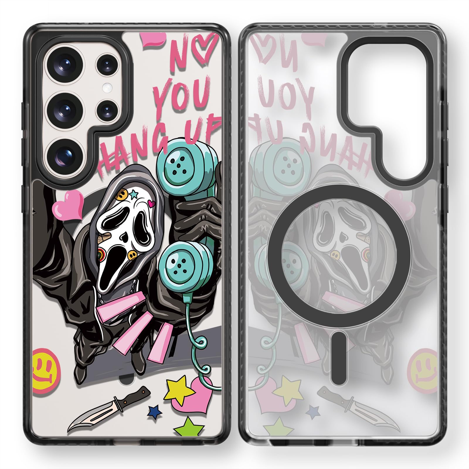 Rosarnnah Magnetic for Samsung Galaxy S25 Ultra Magsafe Case Cute Aesthetic - Durable Shockproof 6.6 ft Drop Impact Phone Case Cover with Funny Fashion Skeleton Design 6.8" Black