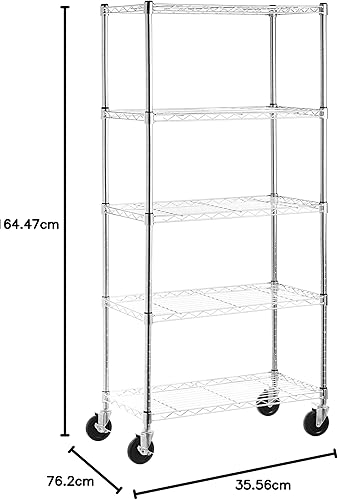 Miniatura 30 de Yaxa Basics - Estantería de almacenamiento con ruedas y organizador de metal Negro
