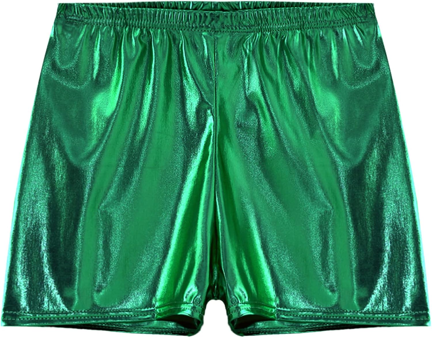 Women's Metallic Booty Shorts Shiny Festival Dance Bottoms Mini Cheeky Hot Pants Rave Shorts Green One Size