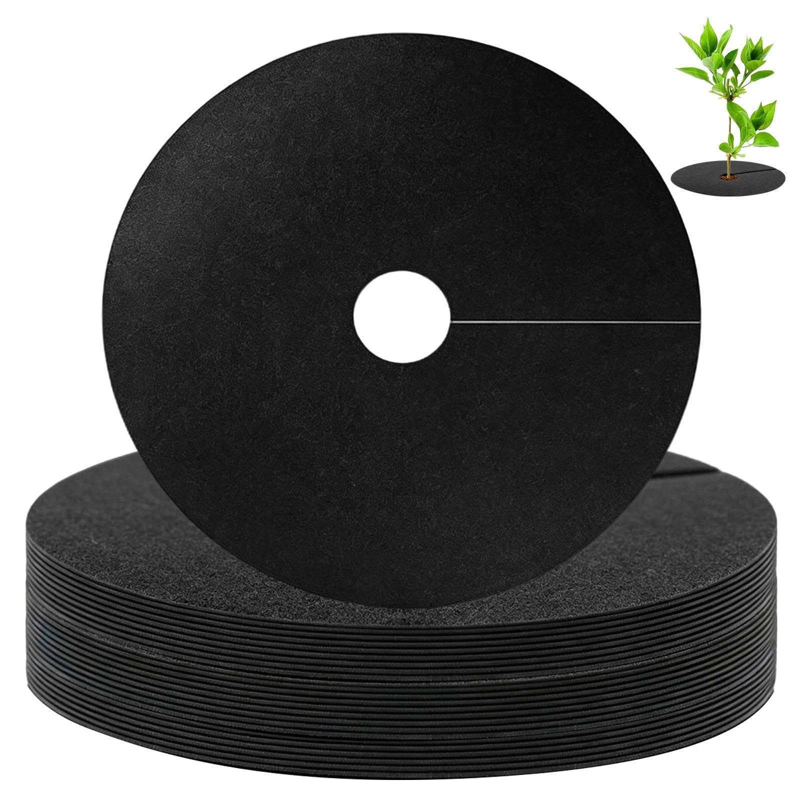 Plant Collar Mulch Rings, 25pcs Non-Woven Slug & Weed Barrier For Seedling