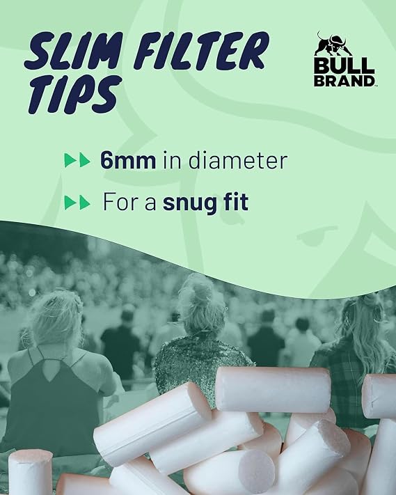 BULL BRAND Menthol Filter Tips - Quality Paper Wrapped Slim Menthol Filters with Cool Taste in Re-Sealable Bag for Freshness - 20 Packs of 250 Pieces (Total 5000 Pieces)