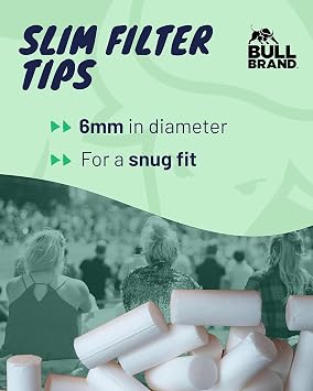 BULL BRAND Menthol Filter Tips - Quality Paper Wrapped Slim Menthol Filters with Cool Taste in Re-Sealable Bag for Freshness - 20 Packs of 250 Pieces (Total 5000 Pieces)