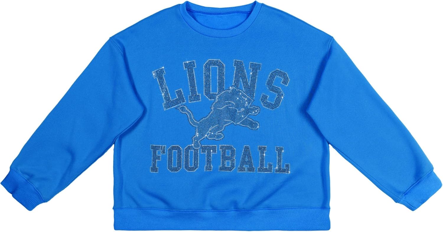 FOCO NFL womens Nfl Rhinestone Team Logo Oversized Crew Neck Sweatshirt - Image 4