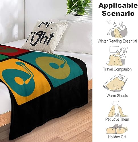 Miniatura 6 de Manta de franela antibolitas para tocadiscos, discos de vinilo musical, manta suave y acogedora para cama o sofá