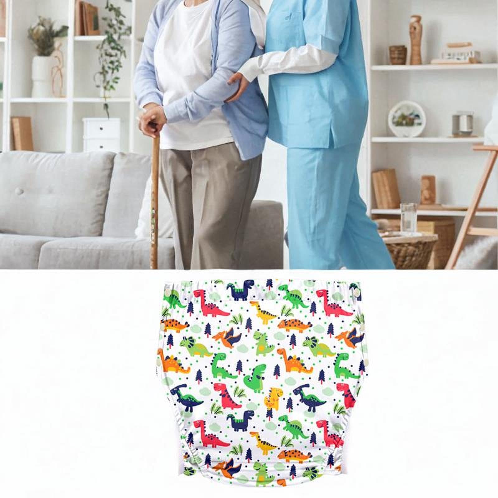 predolo Couche-culotte en tissu réutilisable pour adultes, culotte d'incontinence, housse de couche lavable robuste, housse de couche-culotte pour adultes, Dinosaure Xl