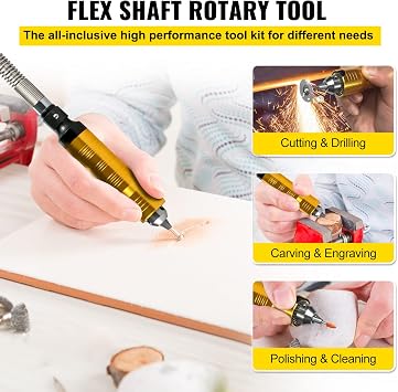 VEVOR Flex Shaft Grinder 780W Rotary Tool 500-23000RPM Rotary Carver with 1/4 3-Jaw Chuck & Stepless Speed Foot Pedal Hanging Grinding Machine 131PCS Accessories for Jewelry Polishing Grinding DIY