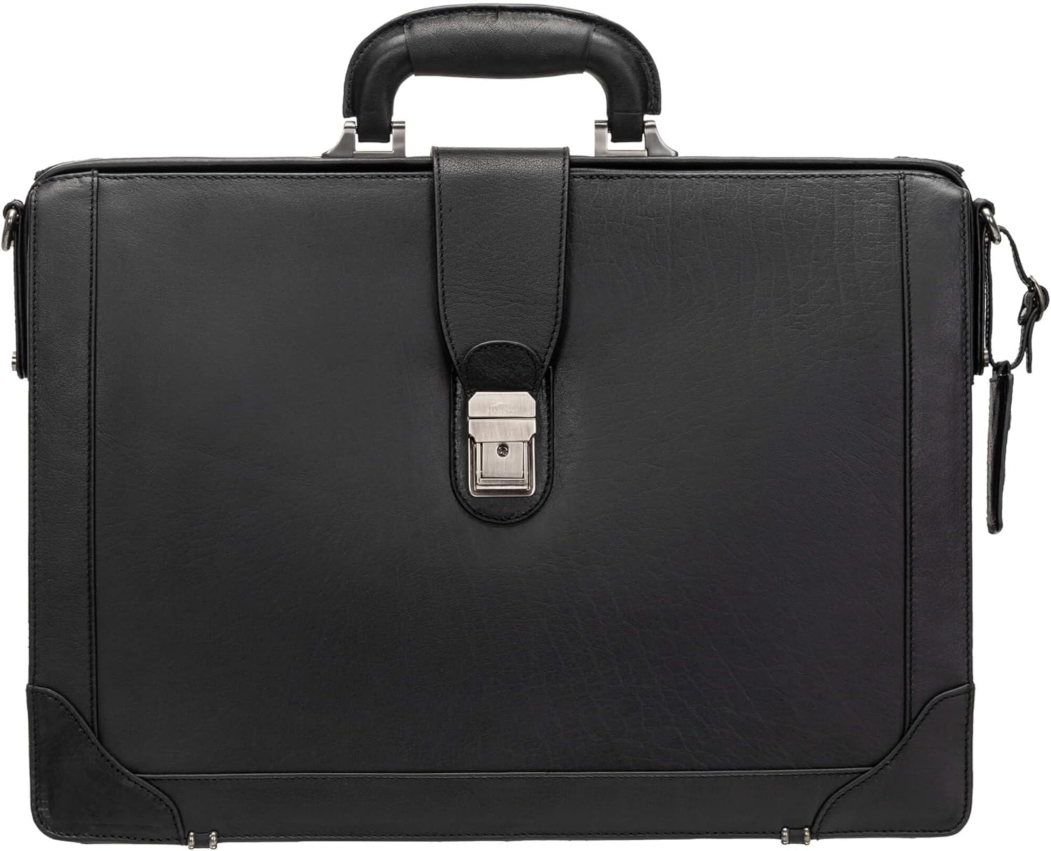 Mancini Buffalo Luxurious Litigator Briefcase Pocket for 17.3” Laptop, Black, Black