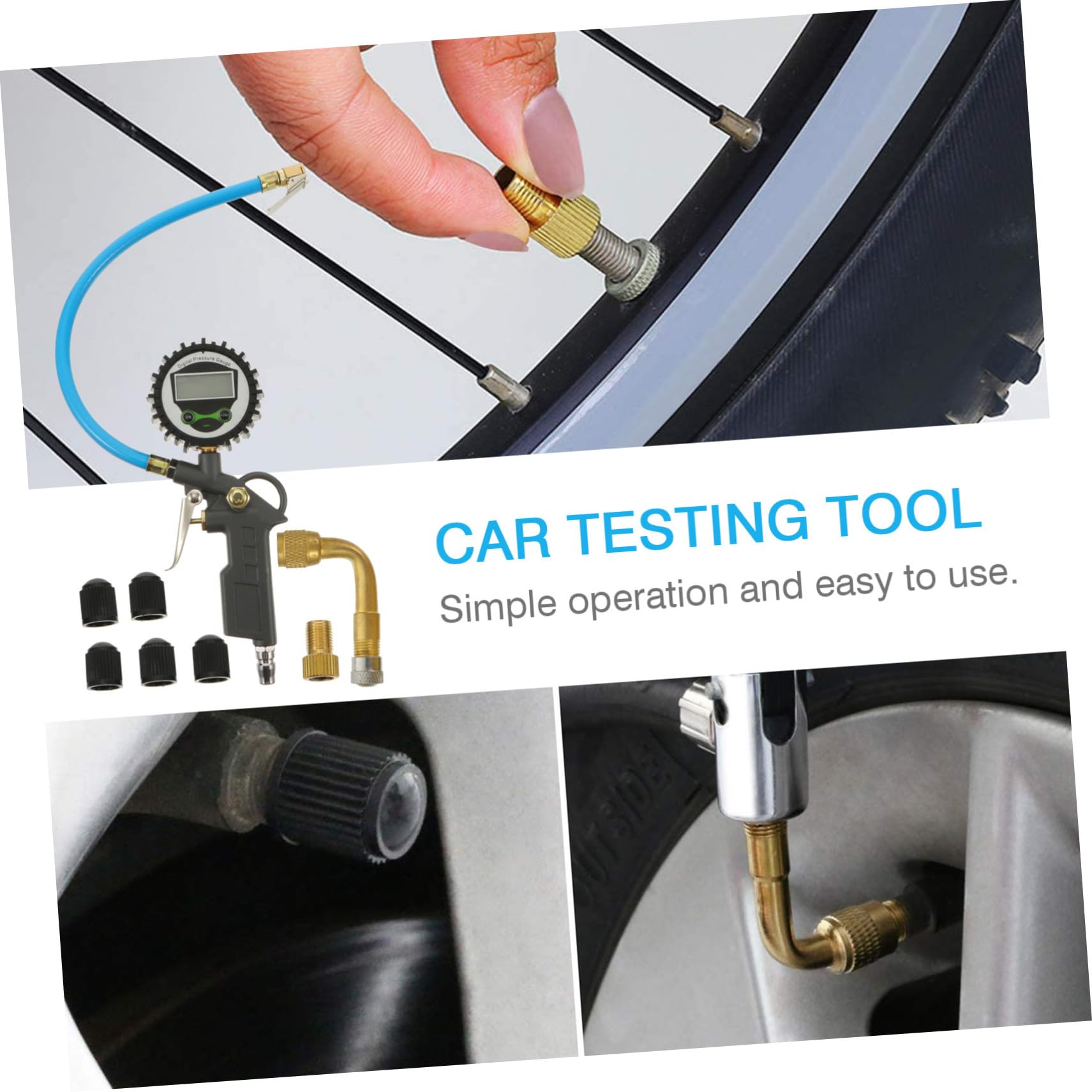 BESTYASH Manomètre de Pression des Pneus Outil de Test pour Pneus de Voiture Manomètre Portable pour Mesurer la Pression Air