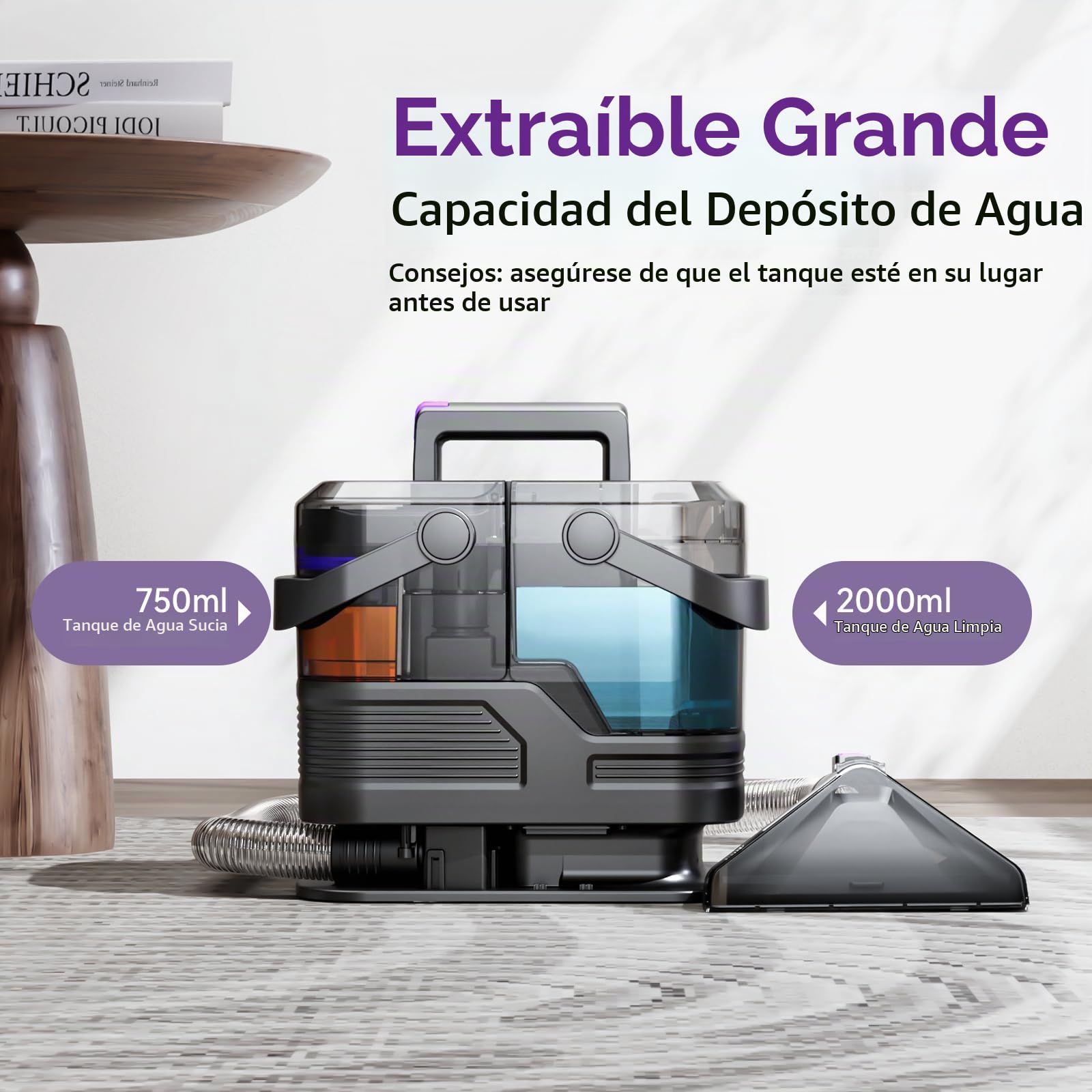 Máquina de limpieza de alfombras portátil, 20Kpa potente succión Spot Cleaner máquina, máquina de limpieza de tapicería con mango para manchas de mascotas, hogar, sofá (Versión de agua fría)