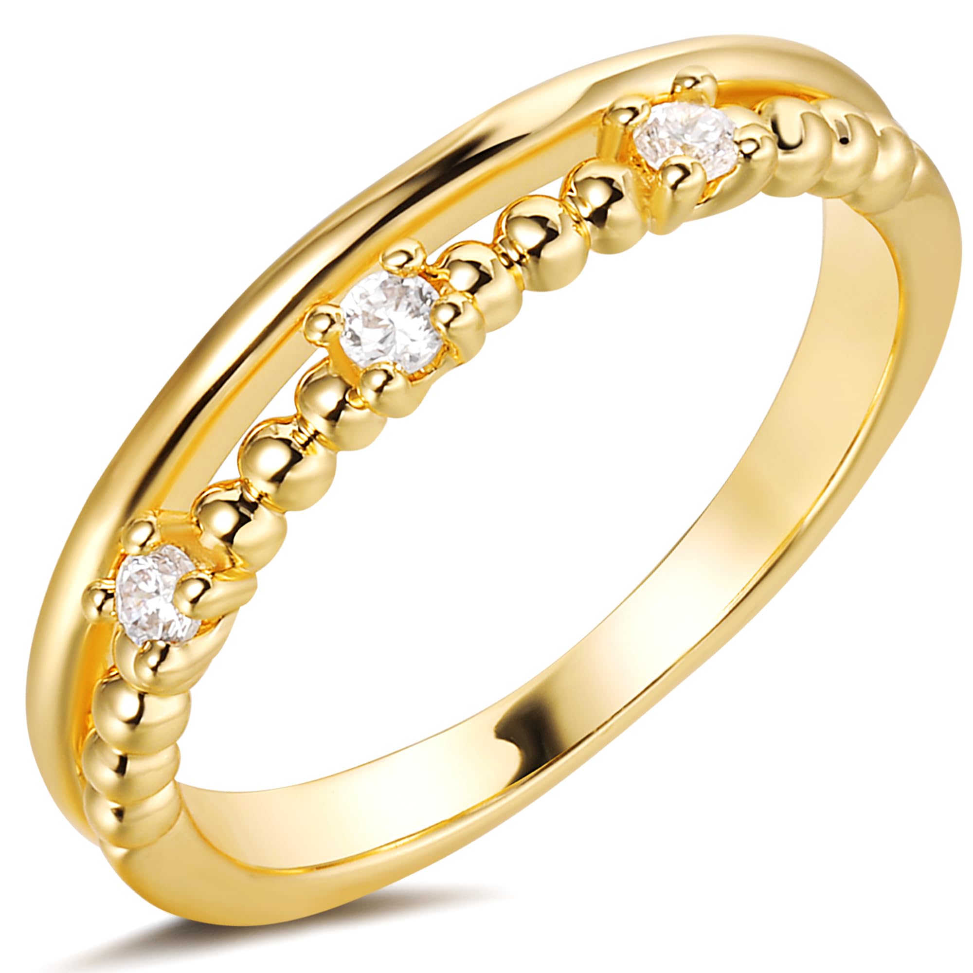 Anello Donna Veretta Rosato In Argento 925 Placcato Oro Giallo E Zirconi Champagne