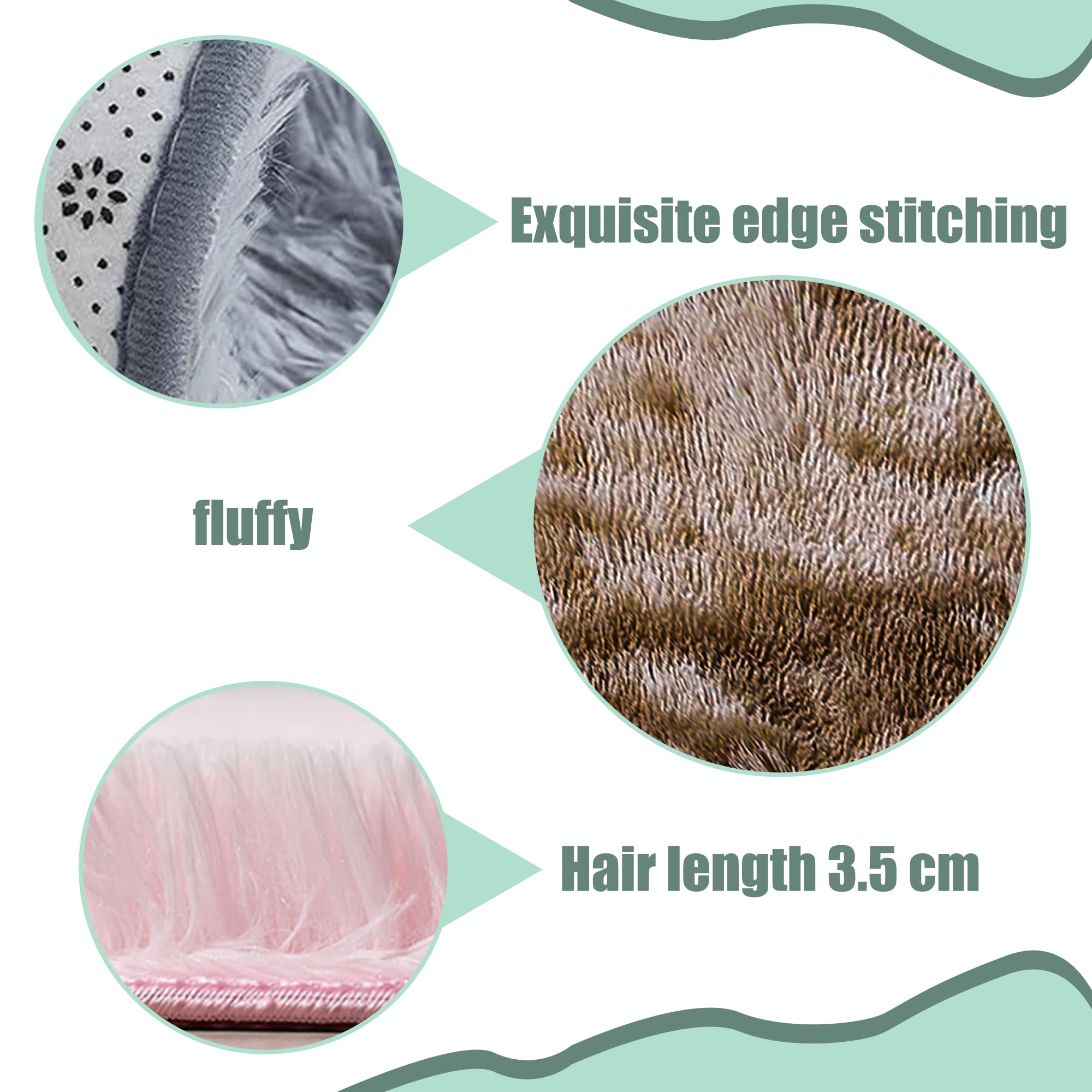 Grand Tapis de Salon 140 x 180 cm Dessous Antidérapant Tapis Shaggy Long Poil Facile à Nettoyer pour Chambre à Coucher, Salon, Crèche, Gris Foncé