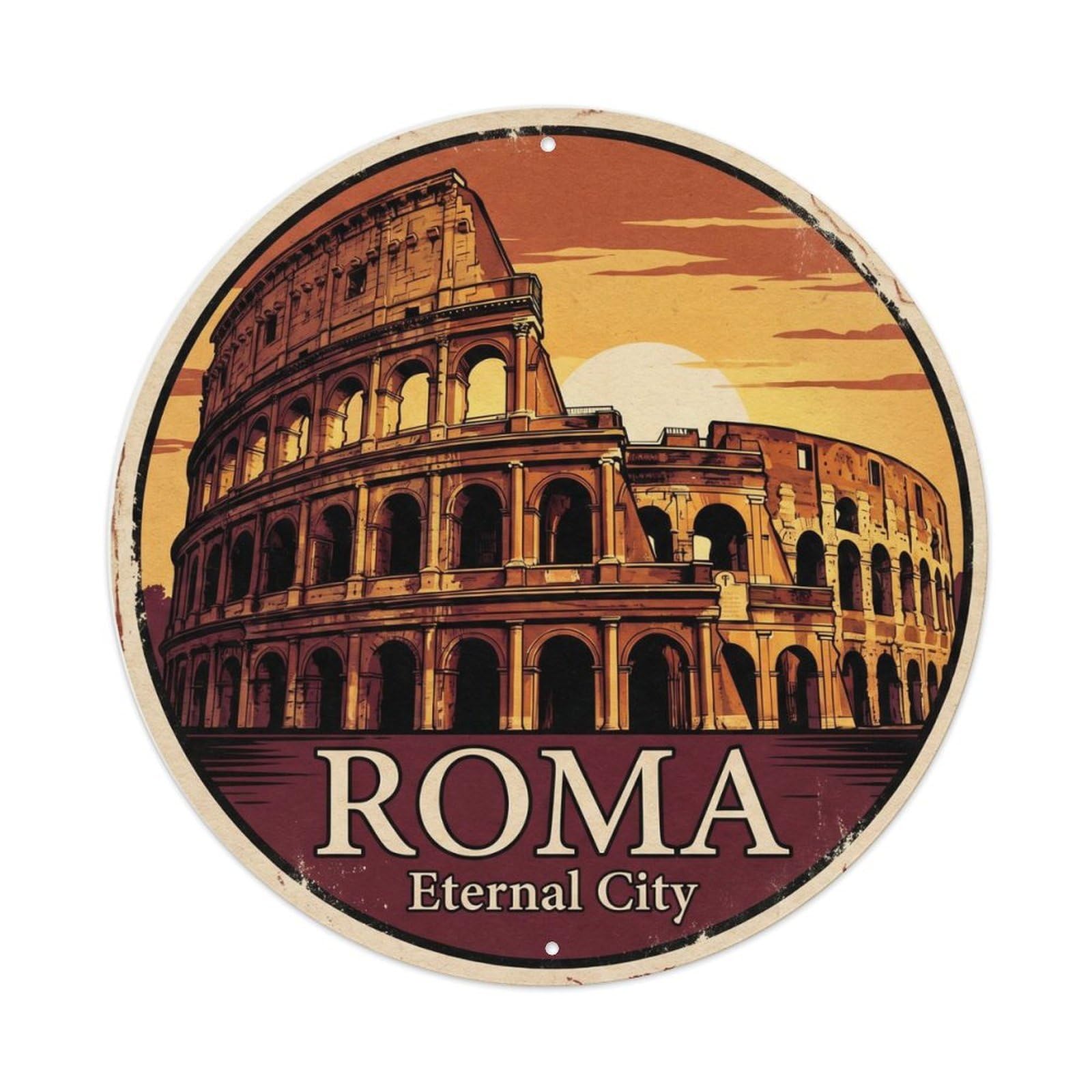 Fqnyr Style Vintage Travel Rome Italy Colosseum Metal Tin Sign