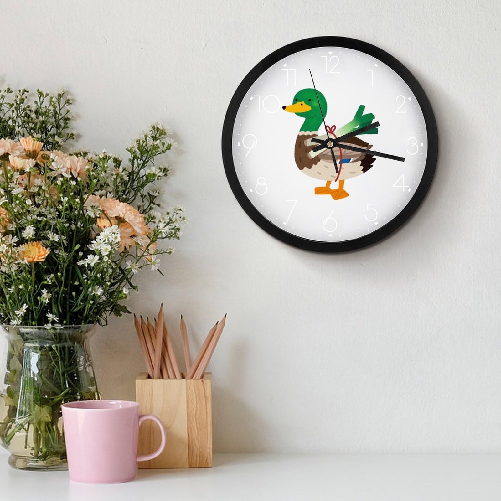 Amazon.co.jp: 鴨が葱を背負っている アヒル 壁掛け時計 かけ時計