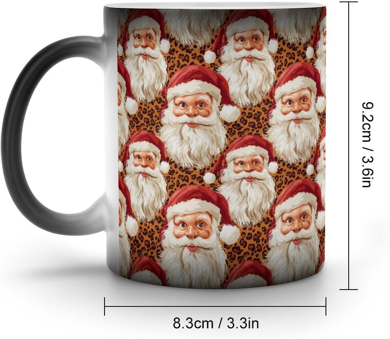 Santa Leopards Stacking Color Changing Mug Heated Ceramic Cup Heat Sensitive Coffee Mug Fun Gift