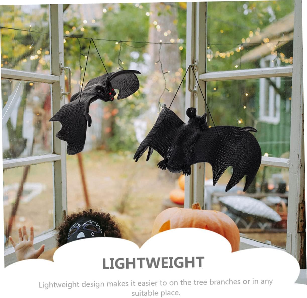 KICHOUSE 10pcs Bat Decorative Prop Halloween Adornment Realistic Fake Bats Hanging Pendant