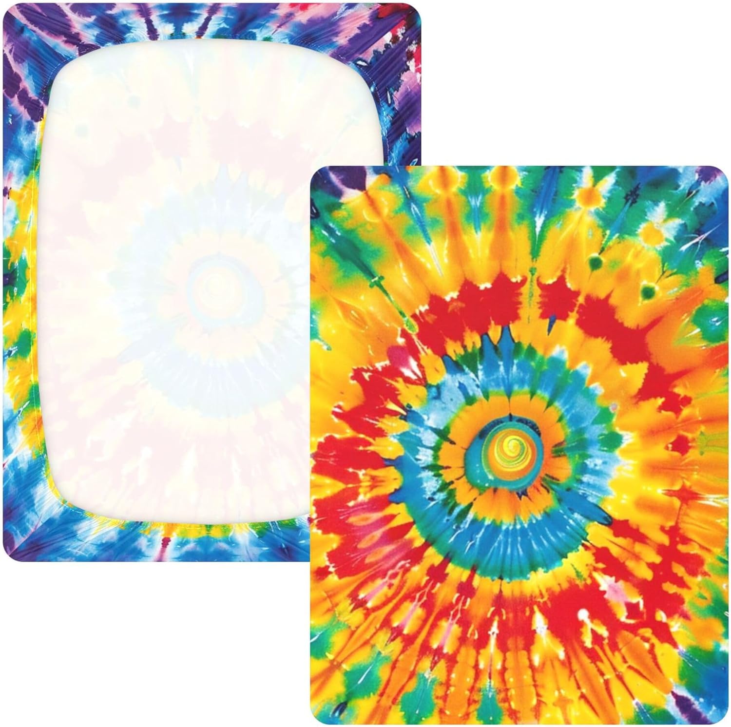 Colorful Tie-dye Crib Sheets Soft Breathable Fitted Cotton Baby Crib Sheets Mattress Cover for Girl Boy, 52" x 28" x 9"