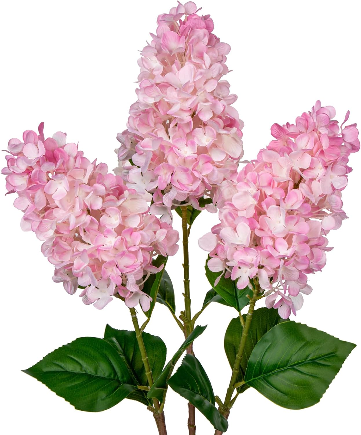 3PCS Fake Flowers Hydrangea Artificial Flowers 28" Long Stem Pink Faux Flowers for Vase, Real Touch Silk Flowers Décor for Floral Arrangement Home Farmhouse Office Hotel Decoration