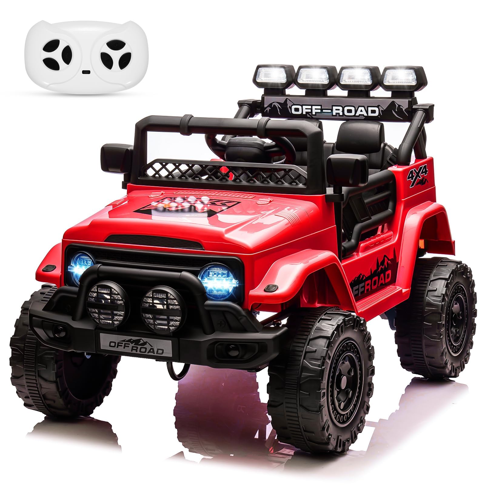 Coche Eléctrico Infantil 12v con Mando Remoto 2.4g - Suspensión De Muelle, Luces Led Y Música Inalámbrico - 2 Velocidades hasta 5 Km/H - para Niños De 3 A 8 Años - Color Rojo