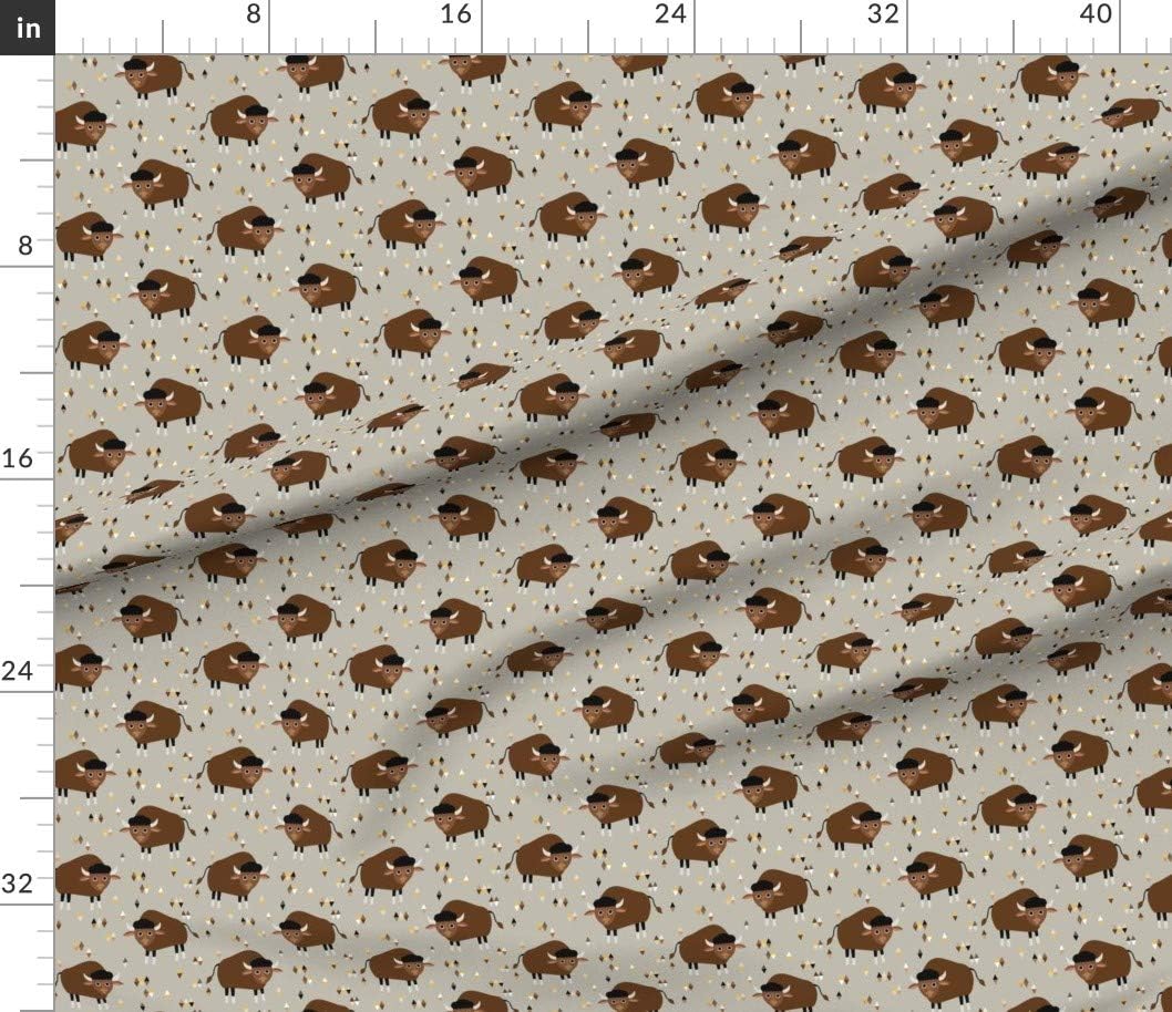 Spoonflower Fabric - Buffalo Bison Animals Desert Triangle Southwestern Printed on Petal Signature Cotton Fabric by The Yard - Sewing Quilting Apparel Crafts Decor