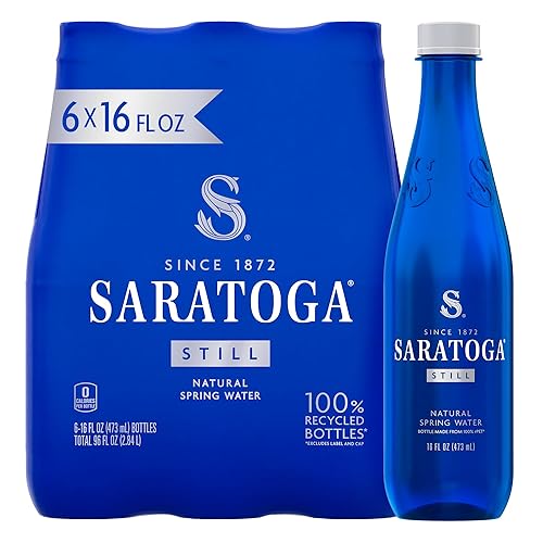 Saratoga Spring Water Bottles, 6 Pack - Still Bottled Water with Naturally Occurring Minerals - Recycled PET Plastic Bottles - 16 Fl Oz - Still Water - 16 Fl Oz (Pack of 6)
