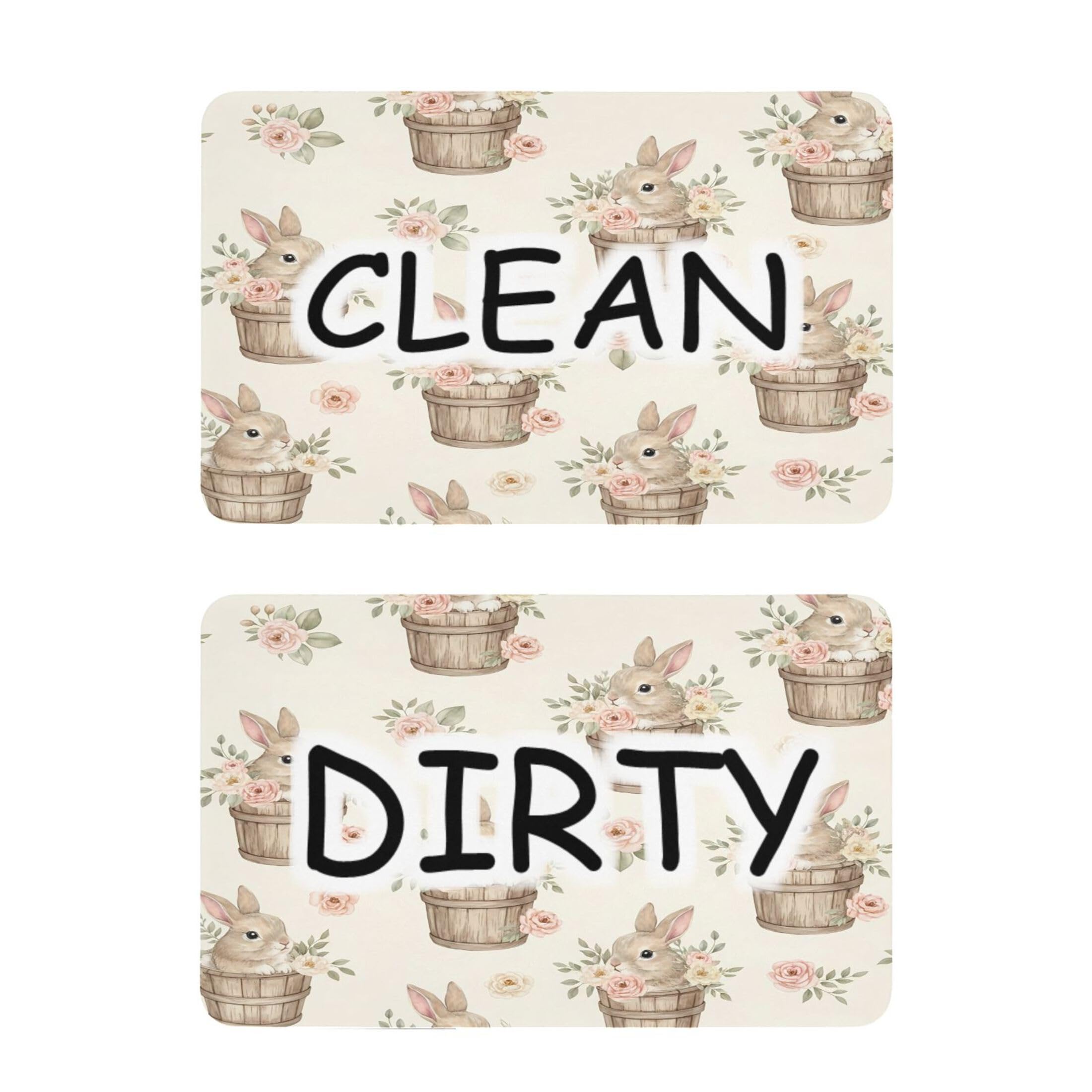 Kutsu Dishwasher Magnet Clean Dirty Sign Indicator, Bunny Fridge Magnet, Easy to Read, 2 Pack
