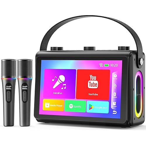 Karaoke Machine for Adults, Built-in 10.1" HD Lyrics Screen, Supports WiFi Bluetooth HDMI USB and TF, Portable Karaoke Player with 2 Wireless Microphones for Home Party Family Gathering