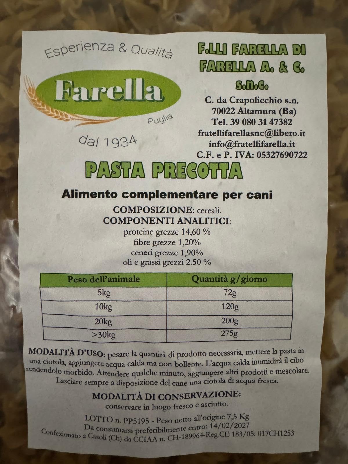 Pasta precotta con ortaggi