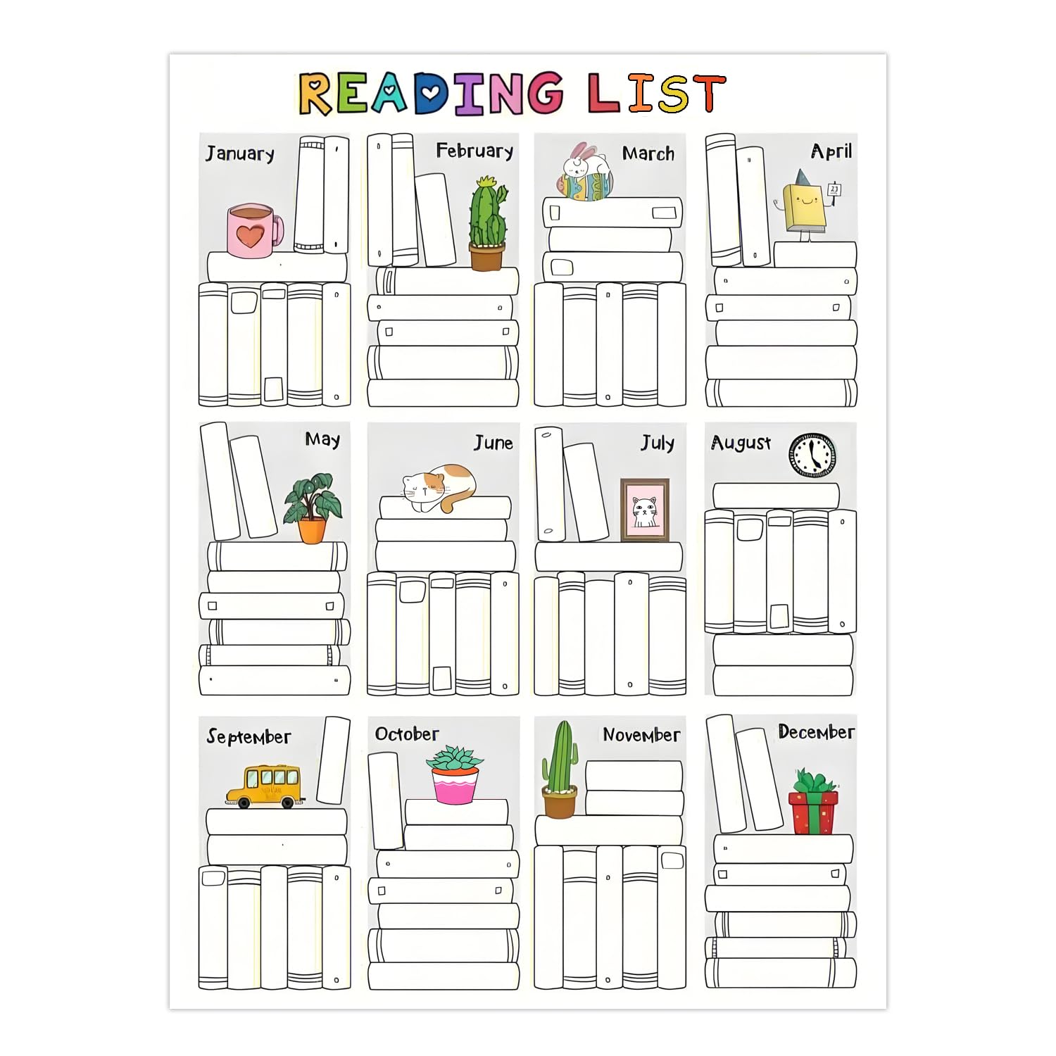 FENGHERUIA Reading List Stickers (10 Pcs) - Book Tracker Labels - Bookmarks - Bookshelf Design - Library Stickers - Reading Log - Book Lovers & Students
