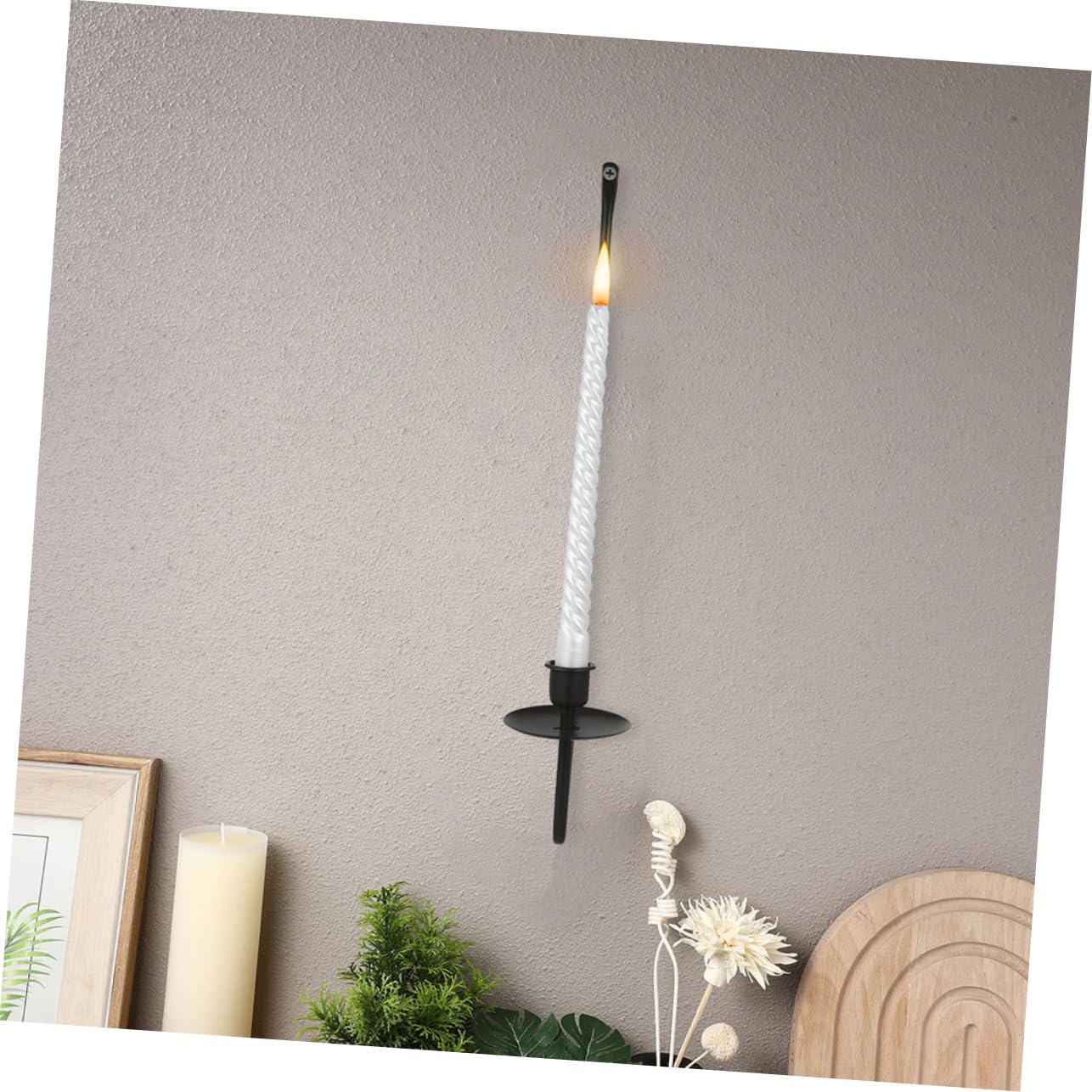Hemobllo 4 Stück Teiliges Metall Wandkerzenhalter Modernes Design Wandmontage Kerzenständer Schwarz Langlebig Robust für Wohnzimmer Esszimmer Hochzeit Tischdeko
