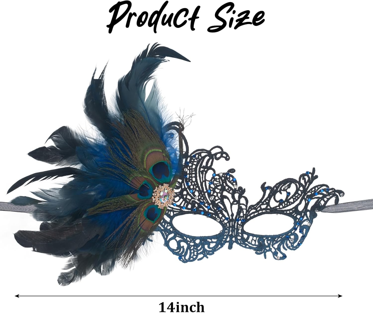 Lace Masquerade Masks for Women, Peacock Feather Venetian Mask for Halloween Carnival Mardi Gras Party Evening Prom - Image 4
