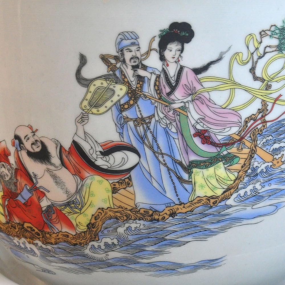 Doniczka do kwiatów w stylu chinoiserie, doniczka do orchidei, ceramiczna doniczka do sukulentów, doniczka orientalna, biała ceramiczna doniczka do roślin doniczkowych,34 * 23cm