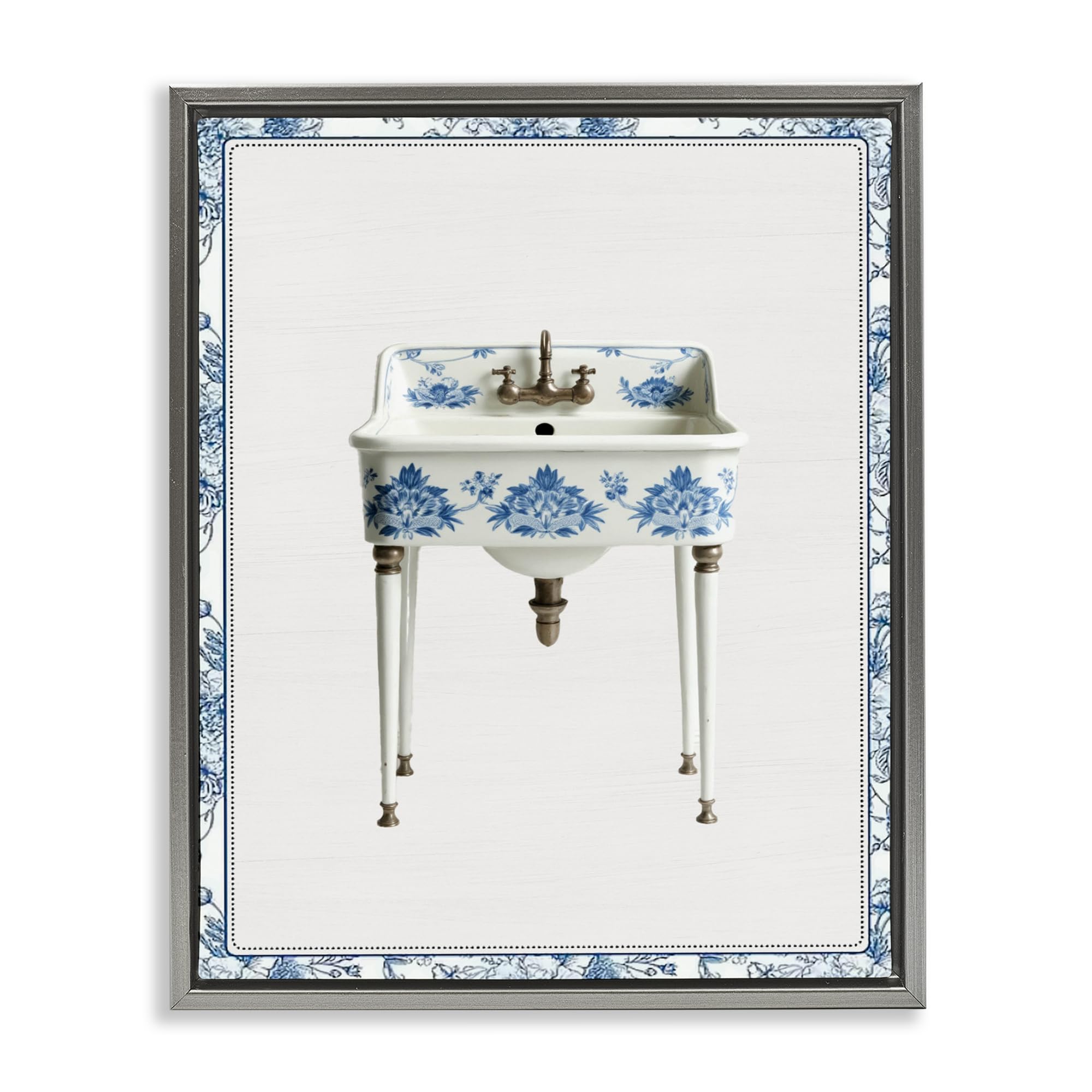 'Vintage Chinoiserie Sink'| Floating Frame Canvas Art