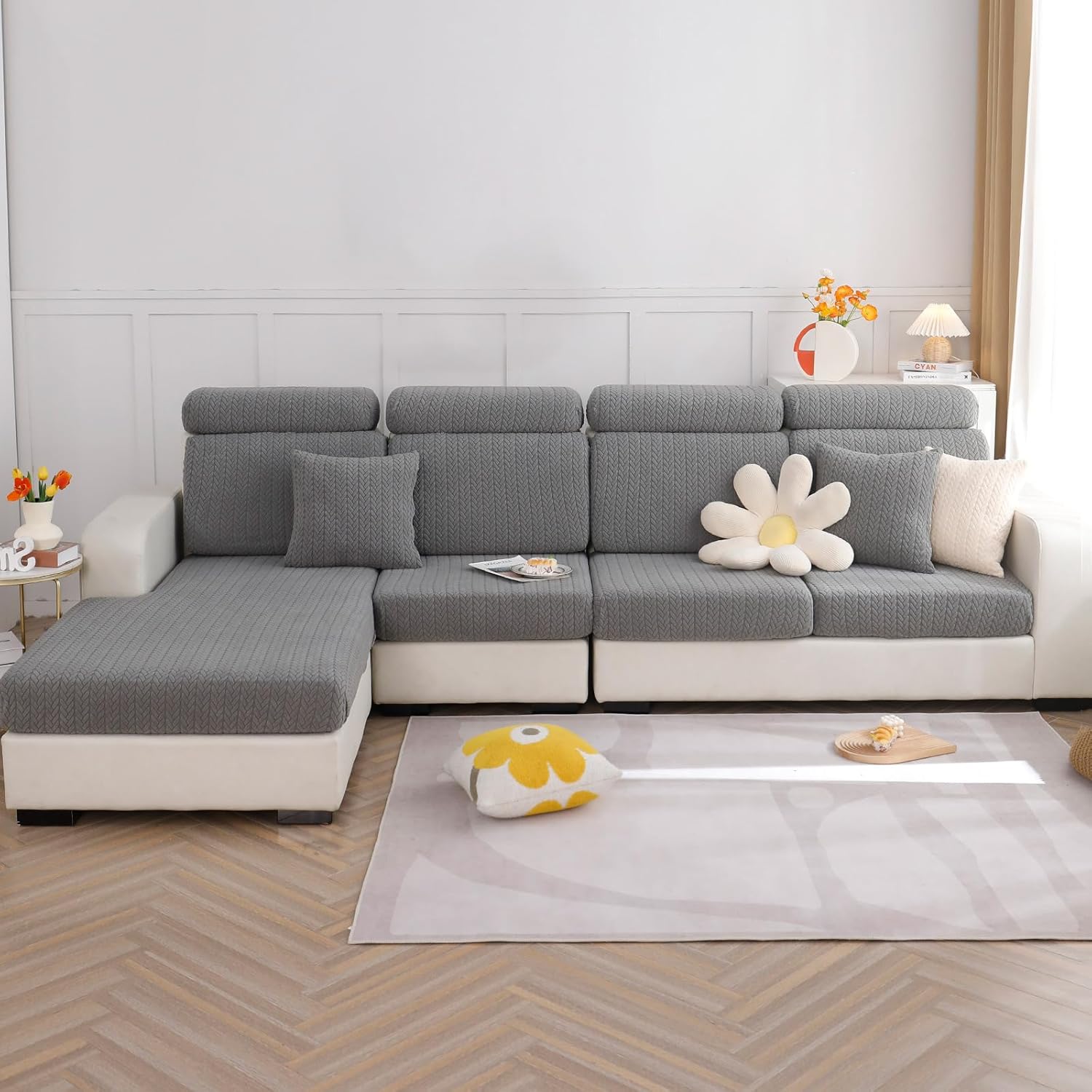 cjc Funda universal para sofá 2023, resistente al desgaste, de alta elasticidad, fundas de sofá antideslizantes en forma de L, protector de sofá