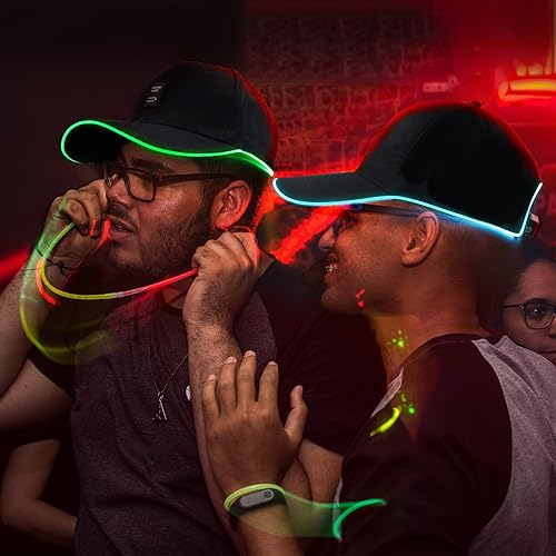 Miniatura 3 de Led Hat Light Up Baseball Cap with 11 Flashing Modes Glow Rave Party Hat for Festival Hip-hop Club (Black)