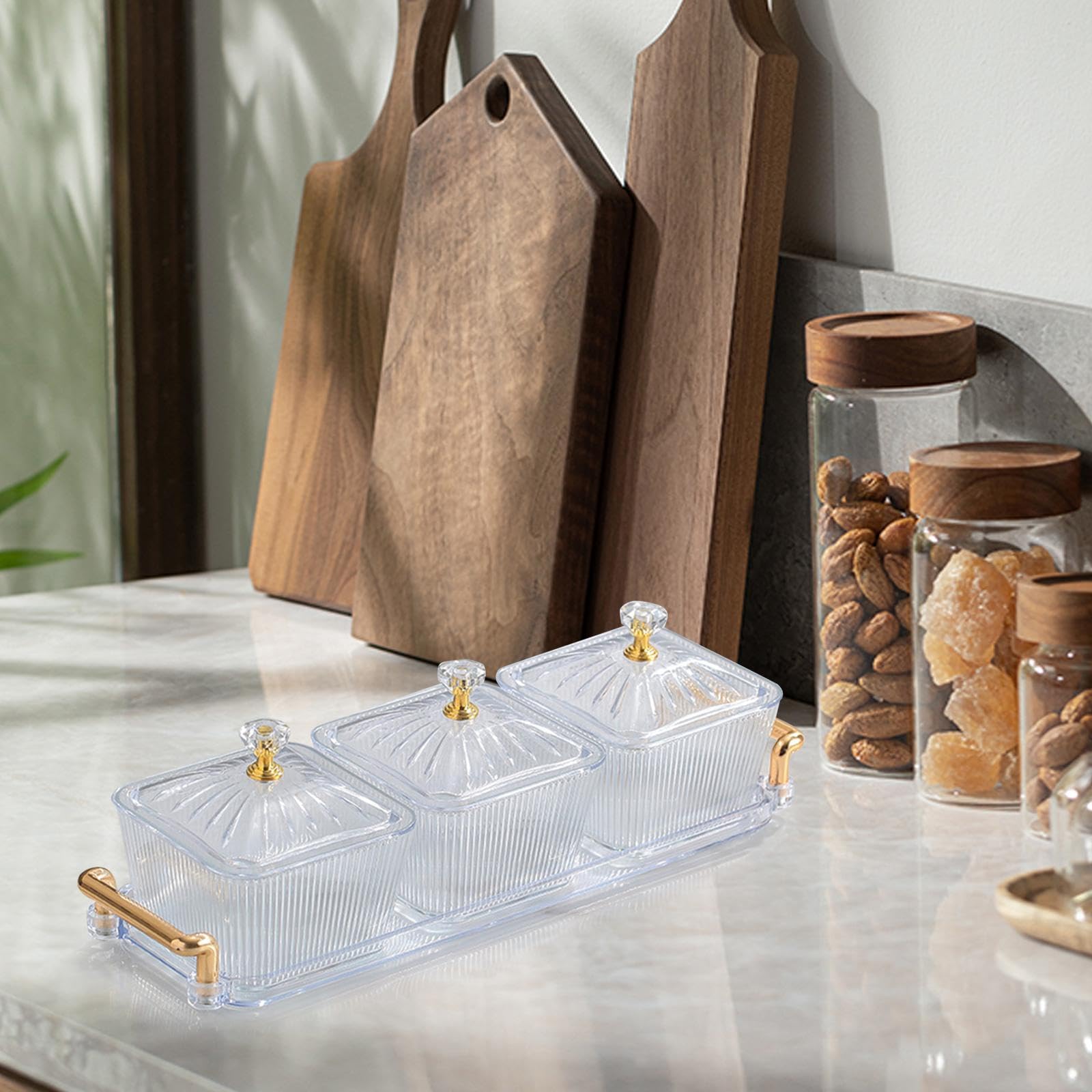 Nuts Plate Food Storage Box Acrylic Movable Snack Candy Dish Dried Fruit Plate for Biscuits Party Fruits Holiday Gift Wedding, Transparent