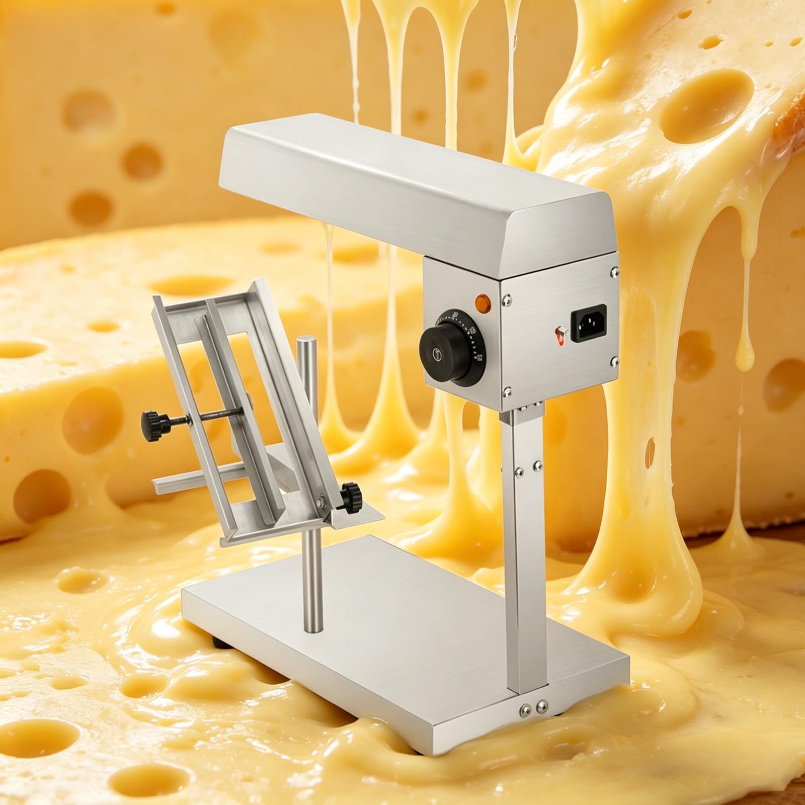 Appareil à fromage électrique avec support et température réglables, grill à raclette rapide les fêtes