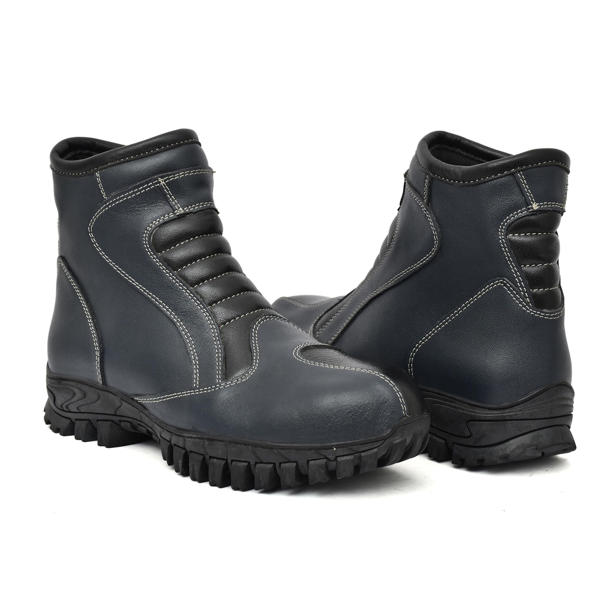 ASM Biker Boots with Steel Toe : Side-Zip Blue Leather Boots with Memory Foam Foodpad & Rubber Sole Article-709blue (7) (B0CJP35ZJ6) Amazon Price History, Amazon Price Tracker