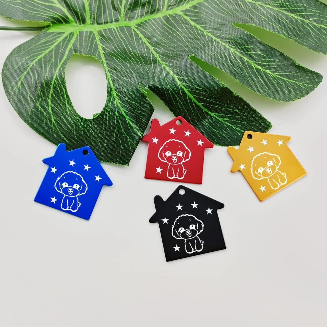 ABBECIAO 24 Pack Anodized Aluminum Blank House Shape Tags Metal Pet ID Tags for Laser Engraving Stamping for DIY Art Craft Gifts (Silver)