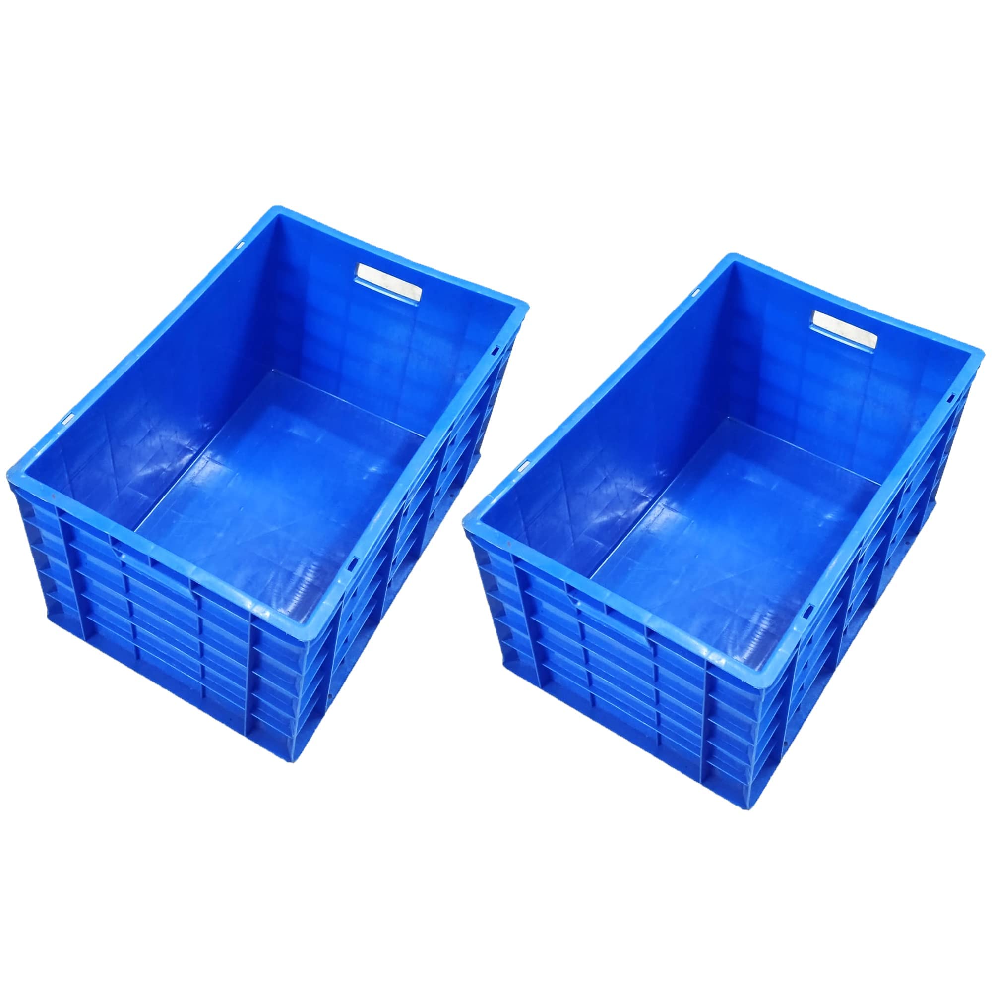 Xela Multipurpose Heavy Duty Big Multicolor Portable Plastic Crate | Organizer Stackable Shelf Basket for Large Storage Bin | Vegetable | Fruit | Fish | Milk 60x40x32cm - Pack of 2