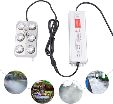 YIYIBYUS Ultrasonic Mist Maker 6 Head Mister Foggers Rockery Pool Water Landscape Atomizing Board Fog Machine Water Fountain Pond Aquarium Square Atomizer Air Humidifier