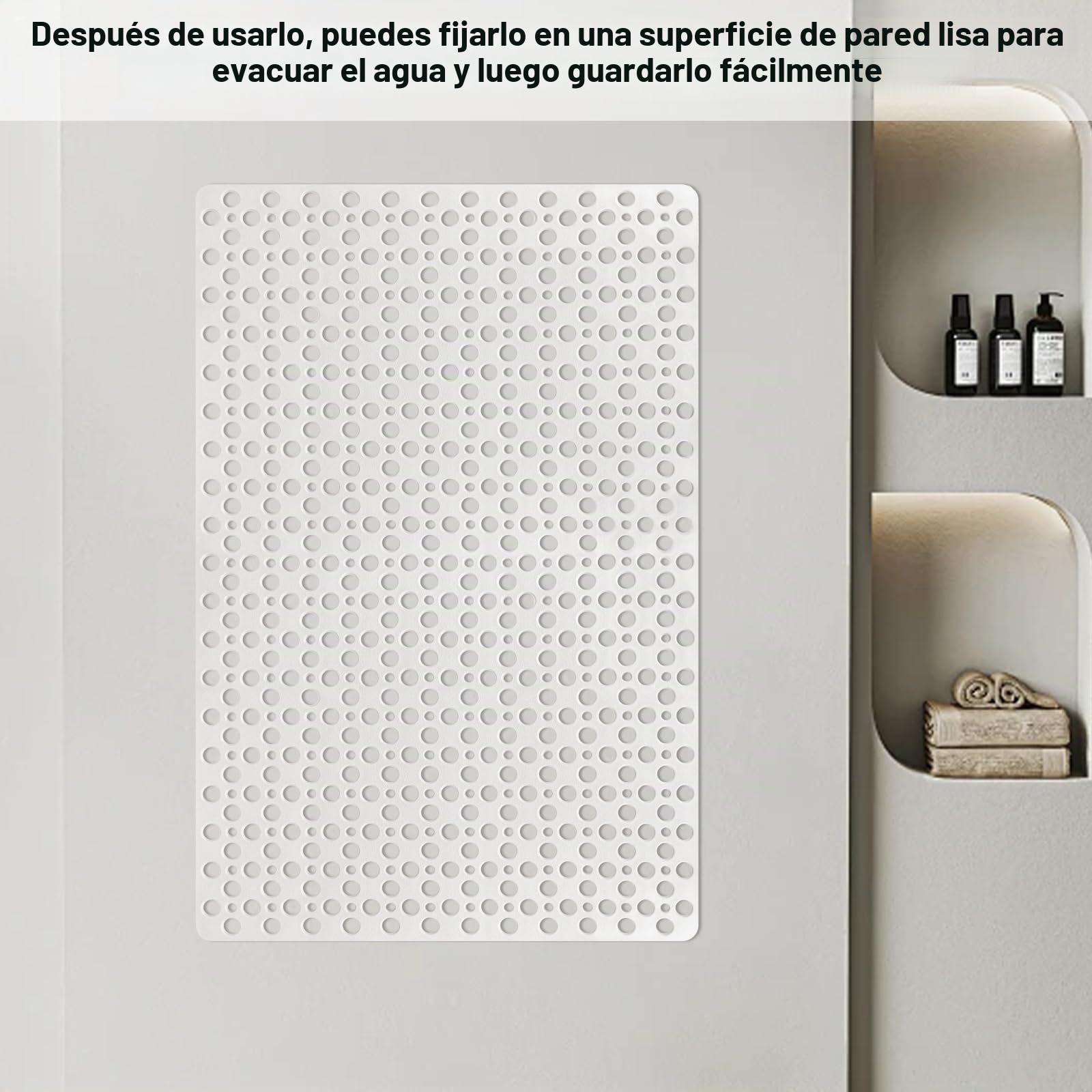Alfombra de ducha antideslizante, gran alfombra de baño cuadrada, 60 x 90 cm, con ventosas, alfombra de bañera antibacteriana lavable para la ducha