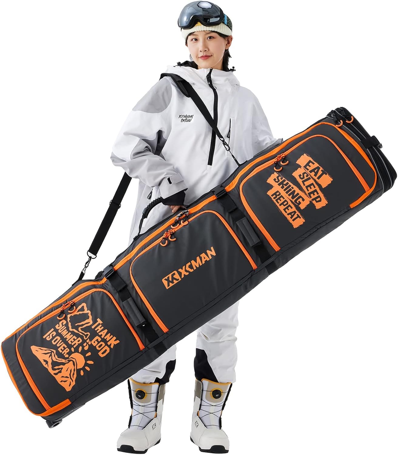 XCMAN Roller Padded Snowboard Bag With Wheels,Adjustable Length 63-75Inch for Air Travel Loarding Capacity 100L : Everything Else