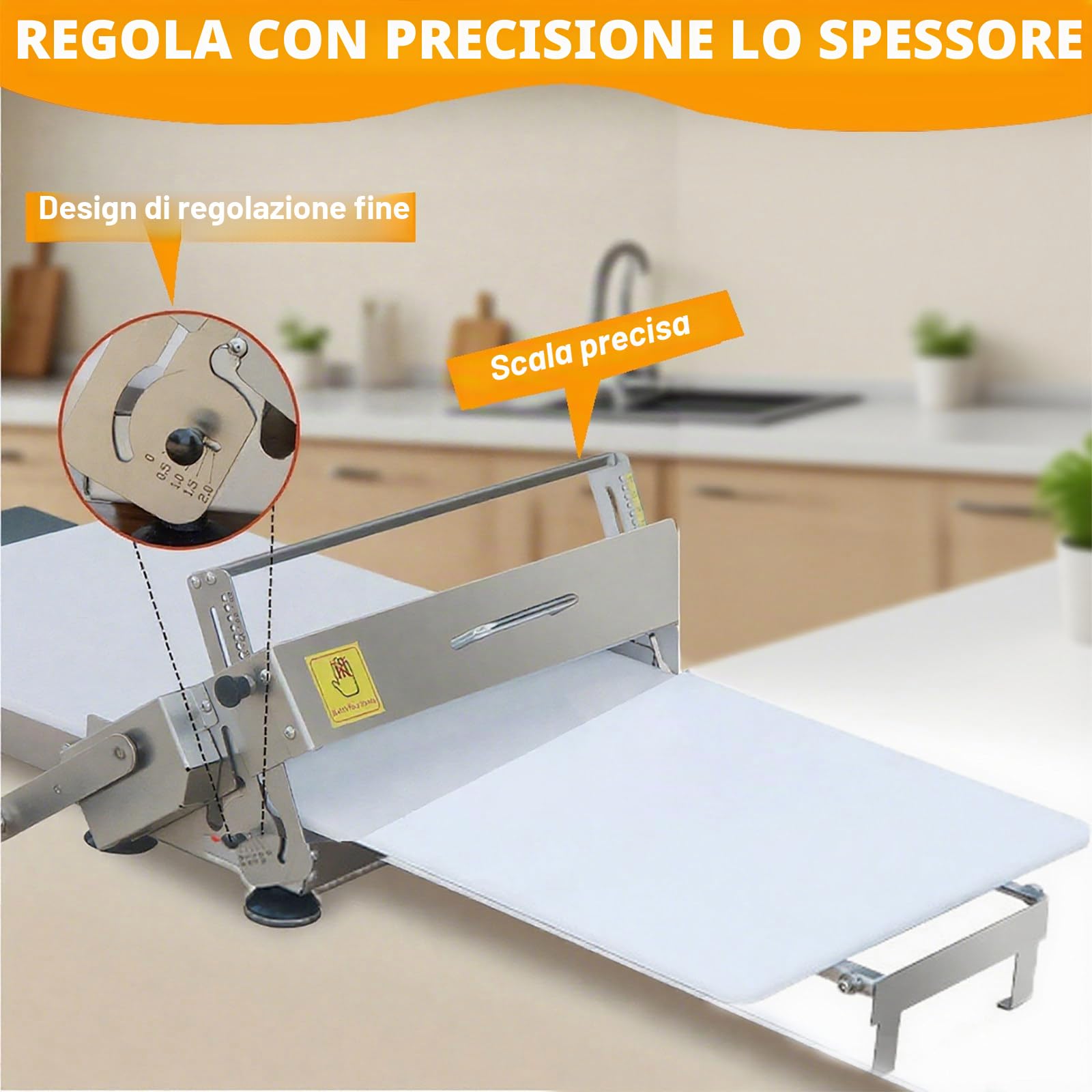 Sfogliatrice Professionale Pieghevole, a Manovella, per Aumentare L'Efficienza dei Croissant, Cucine Domestiche e Piccole Panetterie, Spessore Regolabile, per Croissant, Pasta Sfoglia B400