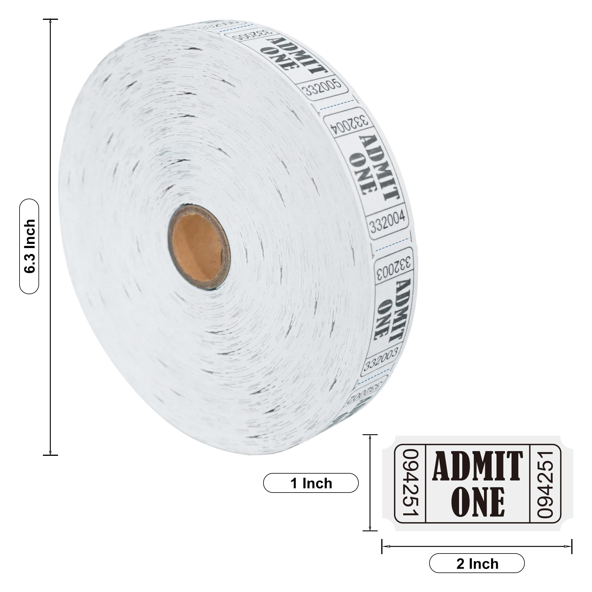 L LIKED 2000 White Raffle Tickets with Perforations and Consecutive Numbers,Single Ticket Roll for Events Carnivals - Image 2