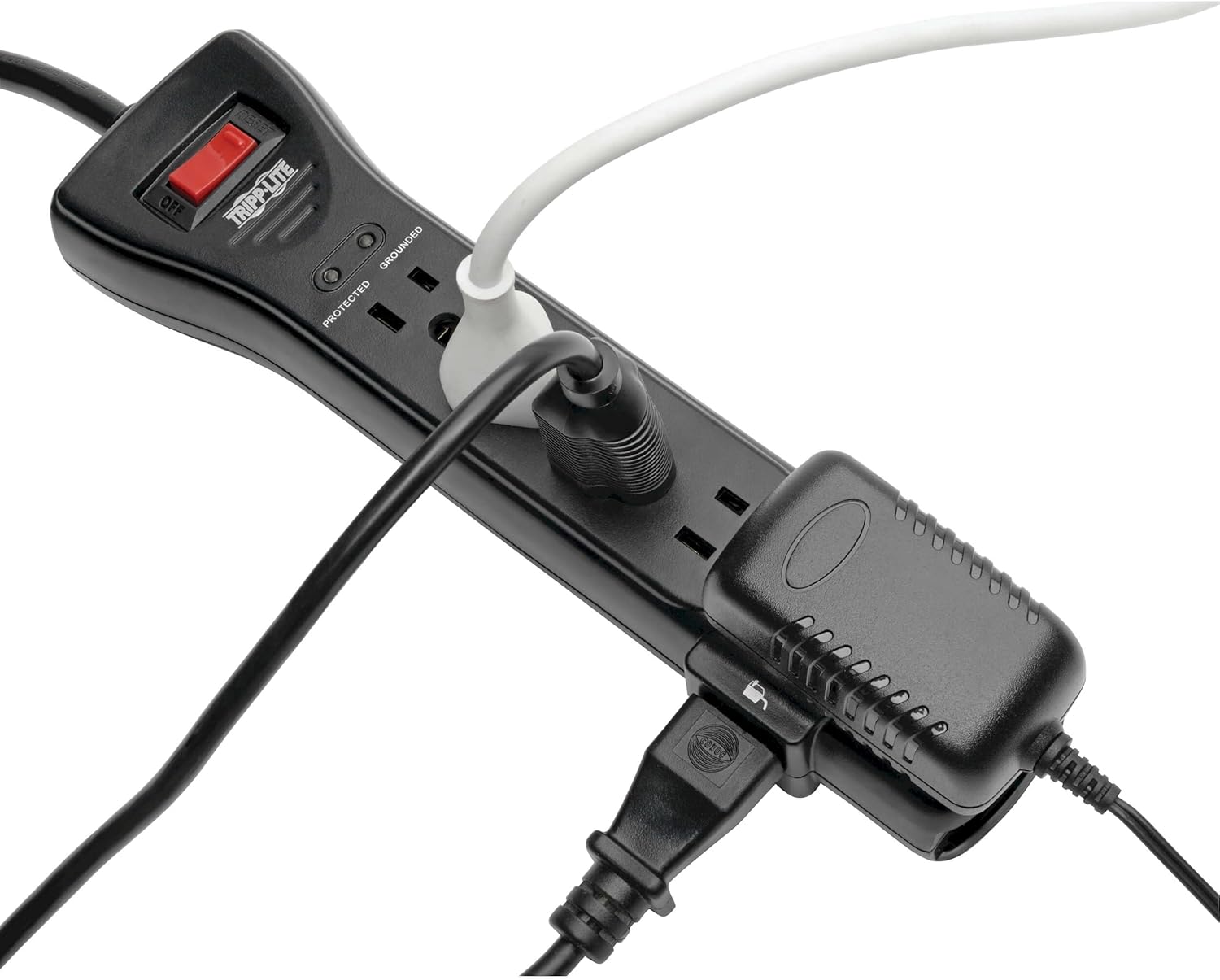 Eaton Tripp Lite Series SUPER725B 7 Outlet Flat Plug Long Extension Cord Power Strip Surge Protector, 25ft Extension Cord with Multiple Outlets, 2160 Joules, Black, Home Office Dorm Room Essentials